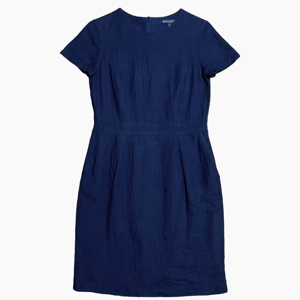 Brooks Brothers Navy Blue Linen Shift Dress Sz 4